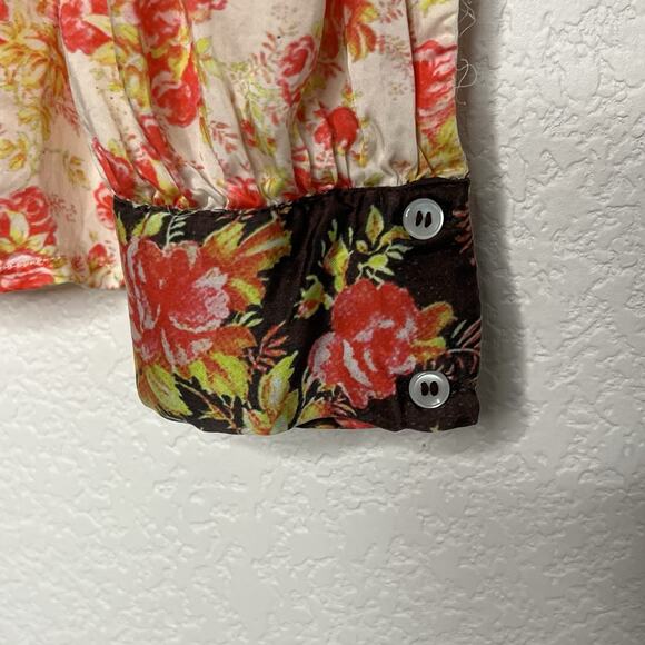 Anthropologie Hemant & Nandita Fatima Mixed Floral Button Up Blouse Small Ae14 - Picture 6 of 12